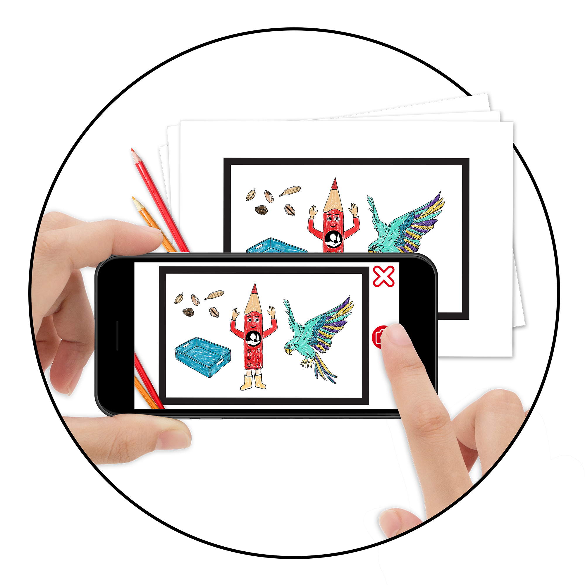 Je choisis l'histoire que j'ai coloriée et je suis les instructions pour prendre en photo mon coloriage.