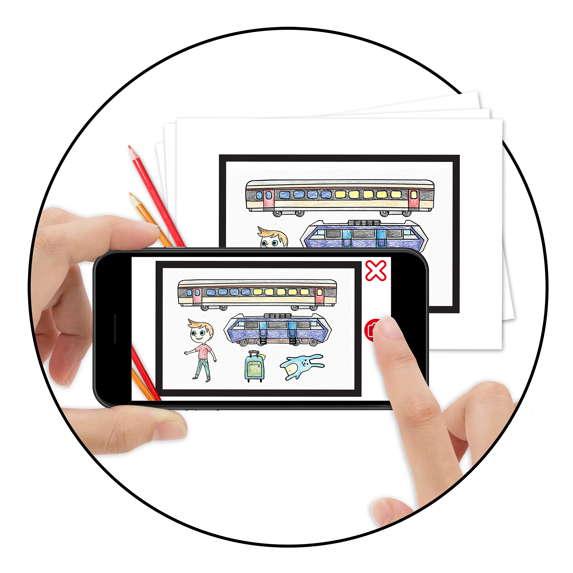 Je choisis l'histoire que j'ai coloriée et je suis les instructions pour prendre en photo mon coloriage.