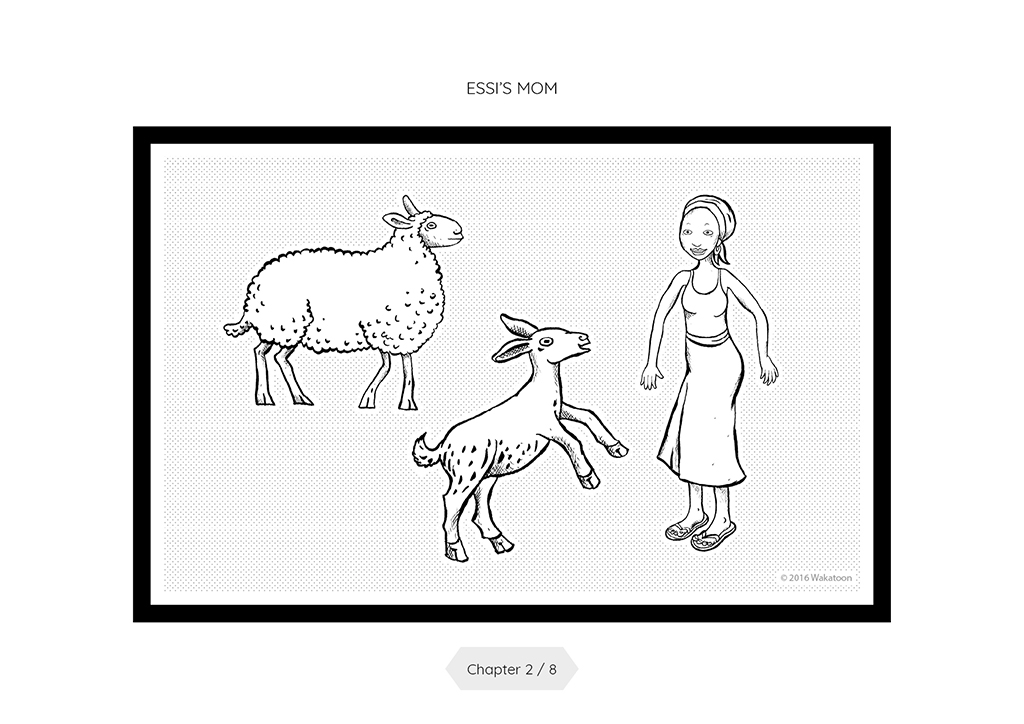 Transform these drawings into a cartoon - Essi and the forest of monsters - Chapter 2