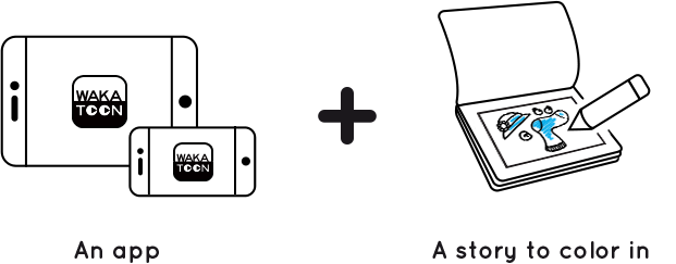 To create a cartoon, you need the Wakatoon app and one of our compatible coloring pages.
