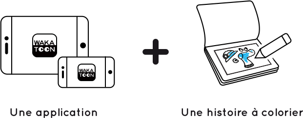 Pour réaliser un coloriage animé, il faut l'application Wakatoon et une histoire à colorier, à choisir parmi le catalogue de Wakatoon